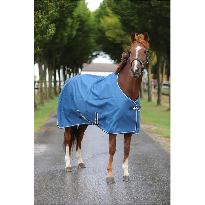 Водонепроникна поводовкова накидка для коней Marengos by Bucas Freedom Turnout 600D з підкладкою та перехресними ременями, Navy/Beige, 155 см