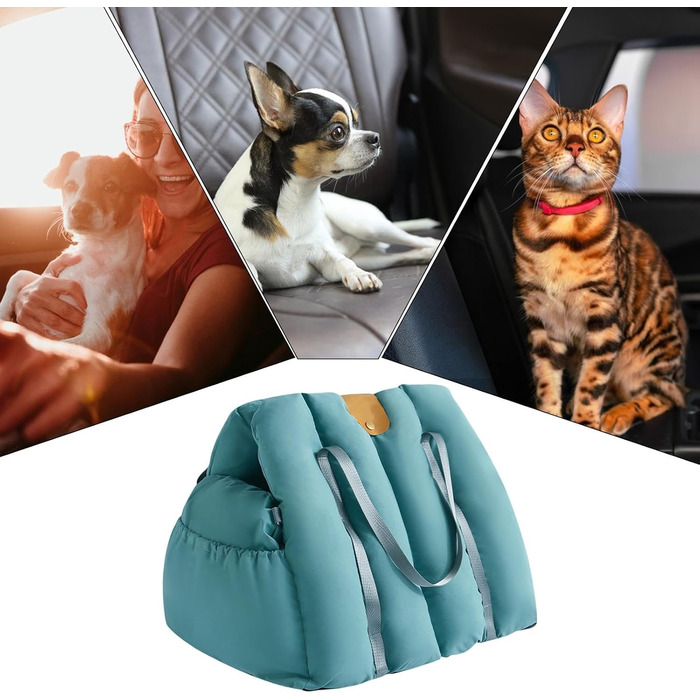 Автокрісло для собак та котів - переноска, автосидіння для тварин з регулюванням, бавовняна підкладка, з ременем безпеки, портативна підставка для собак та котів