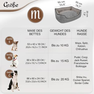 Ляжка для собак та котів Bluzelle, корзина для собак, диванчик для собак, подушка для собак, ліжко для котів, подушка для котів, миється, не слизька, знімний наповнювач, пухнаста, плюшева, з матеріалу тедді, розмір S, колір сірий (M - 60x50x20 см)