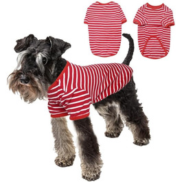 Пуловер для собак - тонкий пуловер для середніх собак, стильні собачі пуловери в смужку, еластичний пуловер для собак, французький бульдог (червоний XXXL), червоно-білий, розмір XXXL