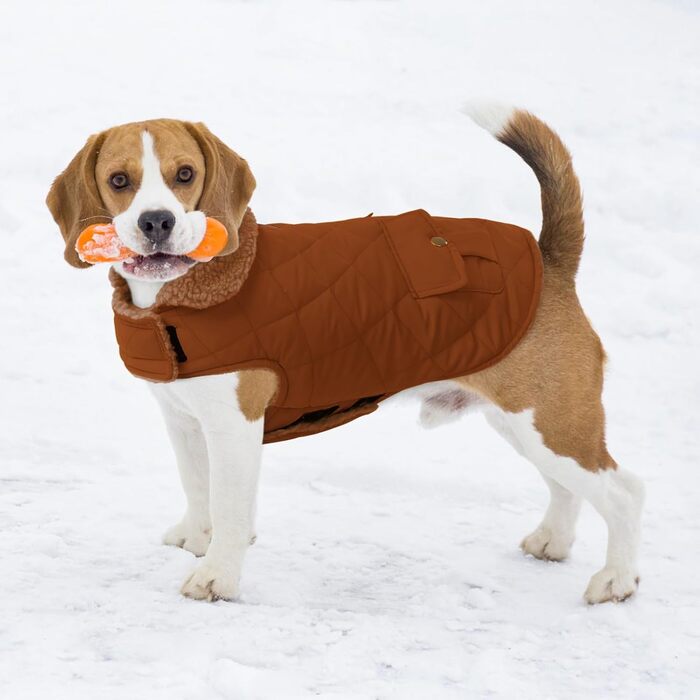 Зимовий теплий одяг для собак CITE TOILE - куртка з флісу для собак, підходить для чихуахуа, такси, коричнева, XS