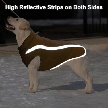 Зимовий теплий одяг для собак FeimaX: водонепроникний теплий зимовий одяг для собак з флісовою підкладкою, відбиваючими елементами, для цуценят, маленьких, середніх та великих собак, оливковий (коричневий), XXL