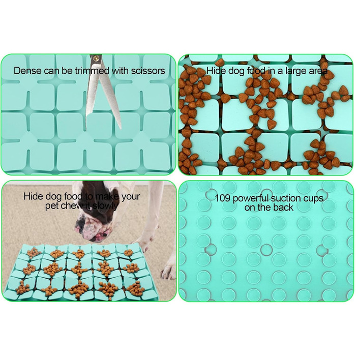 Килимок для ласощів для собак з силікону з розширеннями, килимок-ліззер для собак, зменшує нудьгу, зелений