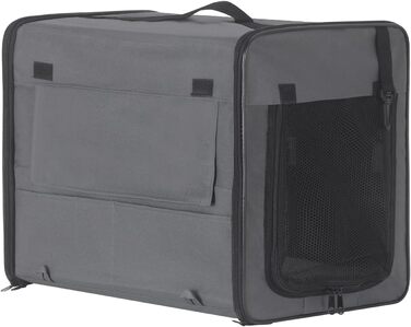 Складана переноска для собак та котів, авто-переноска для тварин, сіра, 46x36x41 см