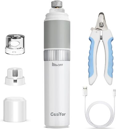 Шліфувальник кігтів для собак та котів Casifor з LED-підсвічуванням, тихий, чорний & білий