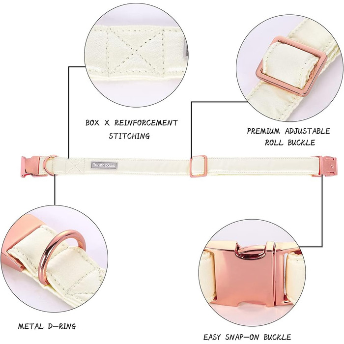 Нашийник для собак Lionet Paws з метеликом - зручний шовковий нашийник для маленьких собак, розмір 25-40 см. Білий комплект (1 шт.)