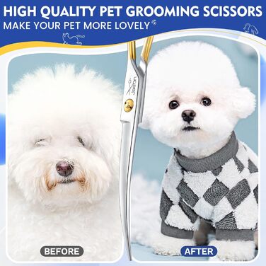 Професійна вигнута собача ножиця JASON 7.5 дюймів: ножиці для грумінгу собак та котів з японської нержавіючої сталі
