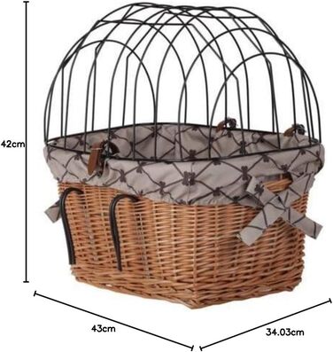 Ретро кошик для велосипеда з кришкою, плетіння з лози, переноска для тварин з підкладкою з тканини