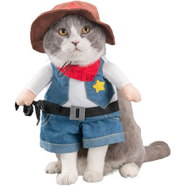 Костюм для домашніх тварин: собака, кіт - G-Like. Милі та стильні куртки, переодягання, сорочки, сукні, костюми. Ідеально для Хелловіну та Різдва (L, Ковбой)