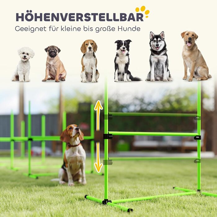 Набір для дресирування собак PawHut Agility: комплект обладнання з 12 конусами (Зелений, 99x65x94 см)