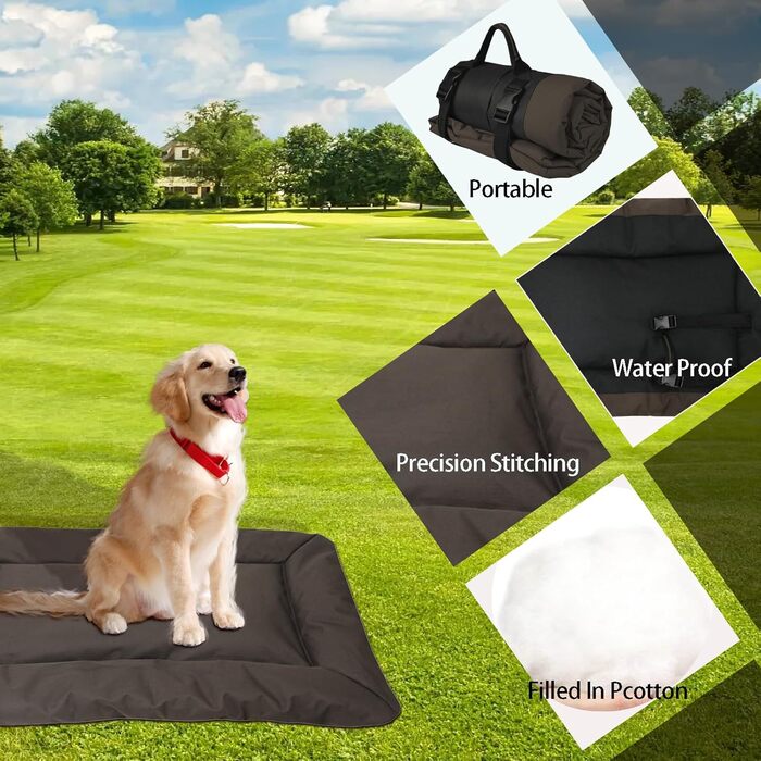 Транспортування лежанка для собак, килимки для собак у подорожі, 86 x 58 см, портативна лежанка для собак, лежанка для собак і котів, тепла ковдра для вулиці та дому, портативна лежанка для котів, складна, можна прати (колір: коричневий)