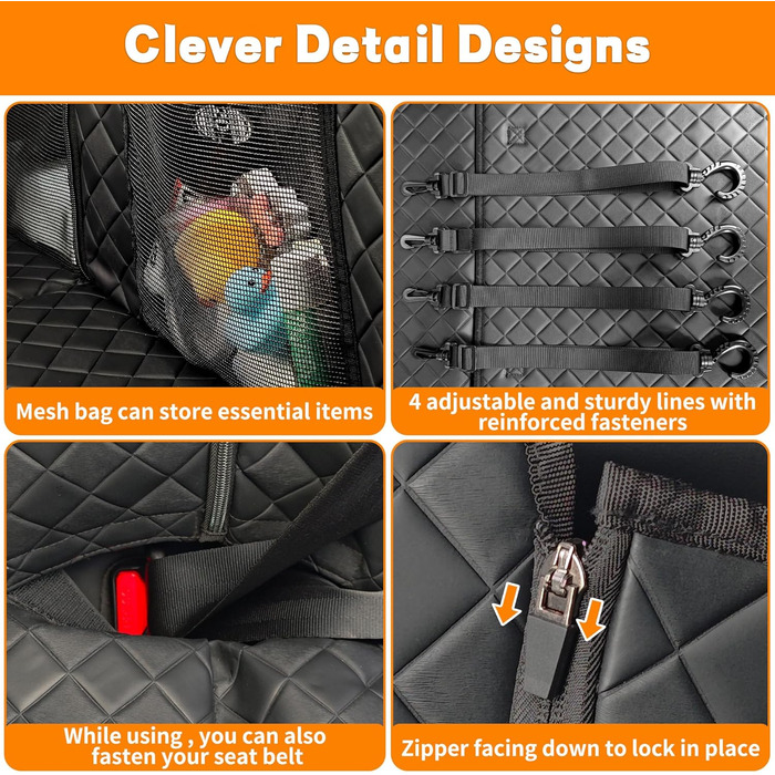 Накидка для собак у машину EULANT, захист заднього сидіння, водовідштовхувальна, антиковзаюча, міцна, чорна