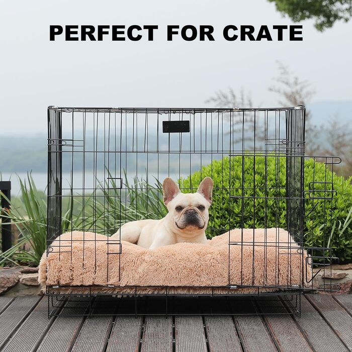 Водонепроникне собаче ліжко Bedfolks знімним, пральним чохлом, м'яким штучним хутром для великих собак, пухнасте ліжко-будка, 88,9 x 58,4 см, темно-сірий (Large, масивна верблюжа шкіра)