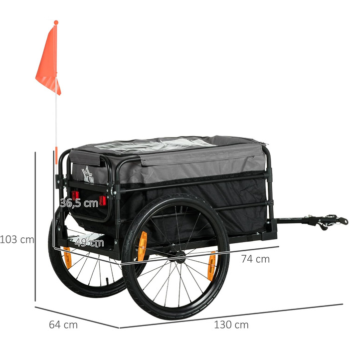 Причіп для велосипеда HOMCOM 2-в-1: вантажний, пасажирський, 20