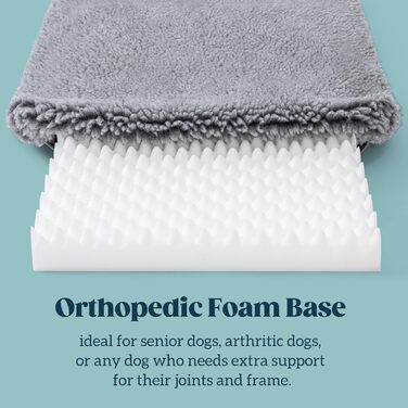 Лежанка для собак Stoutwool 10см, стійка до кусання, ортопедична, для маленьких порід, 58x41x10см, сіра