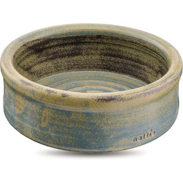 Керамічна миска для собак та котів KRAFTSPIRALE (зелено-блакитна) - ручної роботи, об'єм 0.6 л, висота 6 см