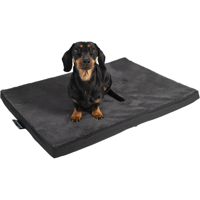 Ортопедична подушка для собак Преміум-якості, 70x50 см, сірого кольору. Матеріал: повний пінопласт 3 см. Зручна підстилка для собак з тканинним покриттям, придатна для прання при 40°C, гіпоалергенна. Підходить для маленьких собак.