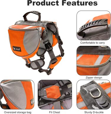 Шлейка для собак PETCUTE середнього та великого розміру, регульована, для прогулянок, тренувань, з відбиваючими елементами та ручкою (Помаранчевий, S)