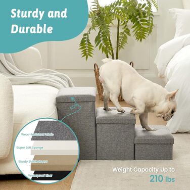 Сходинка для собак COZY KISS з місцем для зберігання, сіра, 43x72x42.5 см