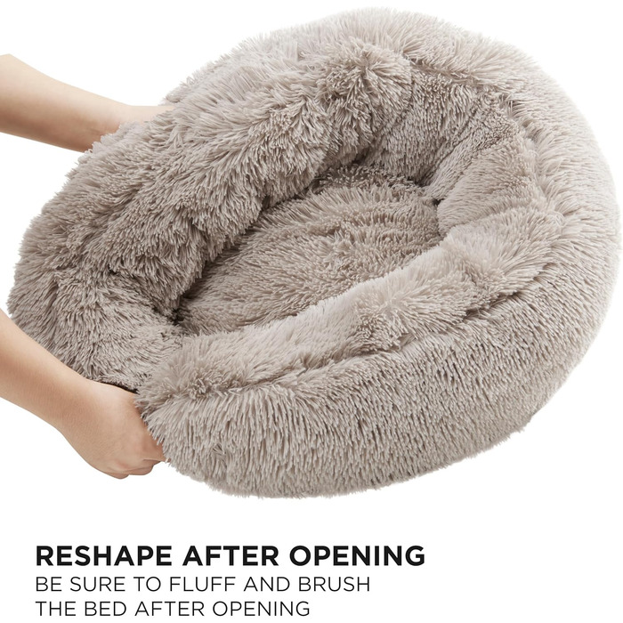 Ліжко для собак та котів Juicy Couture Devon, кругла, штучне хутро, велике, тауп/коричневе, 71x71x25 см