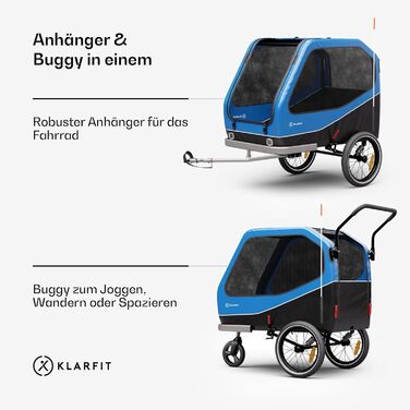 Klarfit Goldie Home: Причіп для собак, 334 л, водовідштовхуючий, для дому та вулиці, вантажопідйомність 40 кг, складання, 16-дюймові колеса