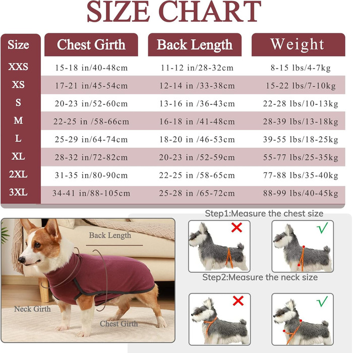 Теплий пуловер для собак, флісовий халат, зимовий халат для собак, пуловер для маленьких, середніх та великих собак - бордовий (S)