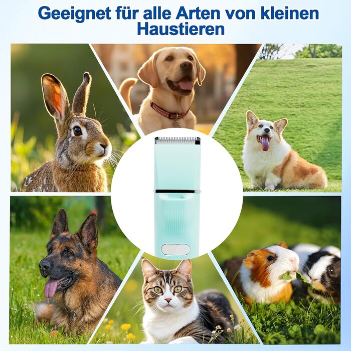 Набір для стрижки котів Dufuso Leise Schermaschine: 4 в 1, LED-підсвічування, професійний триммер для собак та котів, для догляду за лапами, очима, вухами, обличчям та тілом (білий/зелений)