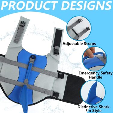 Рятувальний жилет для собак EMUST, Ripstop, з ручкою для витягування, XS, блакитний