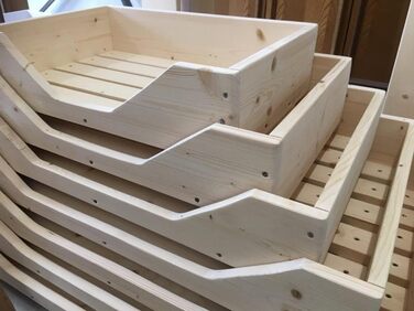 Дерев'яне ліжко для собак Dekorie - 60-110 x 40-60 см - для малих, середніх та великих собак, кошик/софа для собак/кіт, масив дерева, колір натуральний