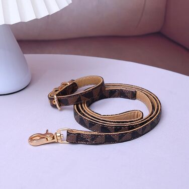 Нашийник для собак та котів Viwind з м'якої шкіри, регульований, комплект (1.5/2см, білий/коричневий)