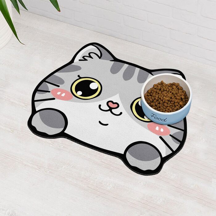 Килимок під миску для котів, сірий, 48,3 x 38,1 см - вбираючий, легко миється, швидко сохне