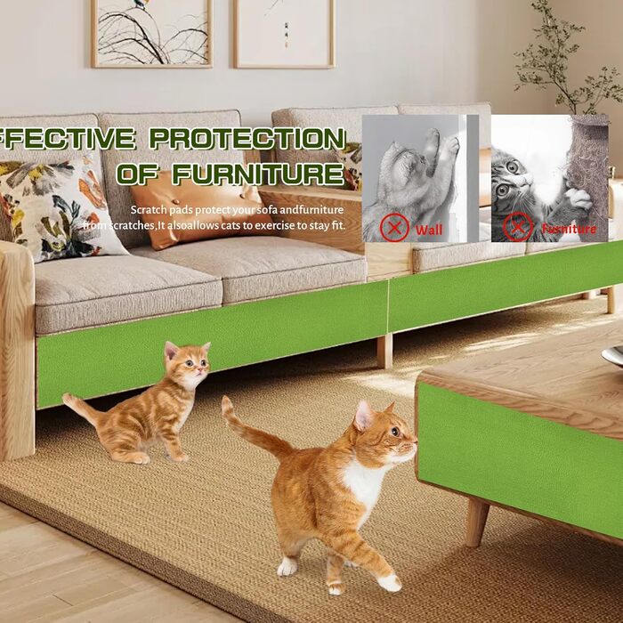 Килимок для дряпання котів, килимок для стіни, 200x40 см, зелений