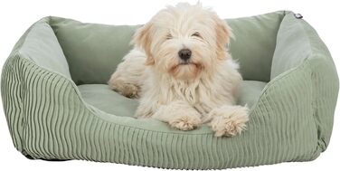 ТRIXIE Лежанка для собак Marley, 80 x 60 см, салатовий колір – зручна лежанка для середніх собак, м'який бавовняний чохол, можна прати – 37691 Salbei L 80 x 60 x 23 см