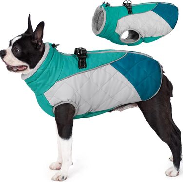 Теплий зимовий одяг для собак AOFITEE: куртка з флісовою підкладкою, світловідбиваючий комір, зручна застібка-блискавка, для маленьких та середніх собак, зелений колір
