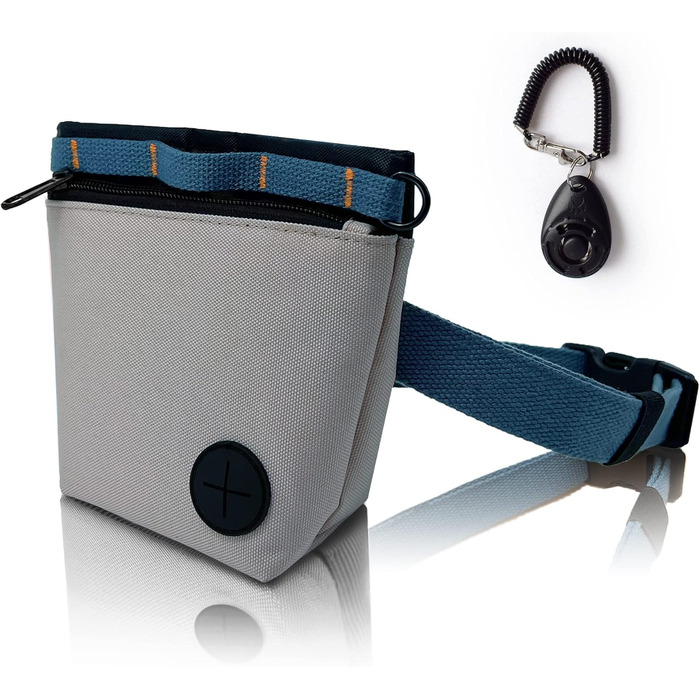 Сумка для ласощів для собак з клікером для дресирування, набір для дресирування собак, магнітна застібка, навчання без рук (Сірий)