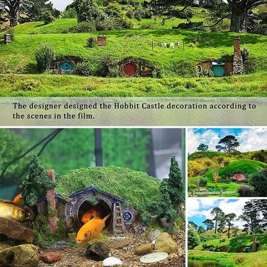 Декорація для акваріума Hobbit – декоративний будиночок для риб, з потайним отвором, для ландшафтного дизайну, фоновий елемент, велика декор-бокс