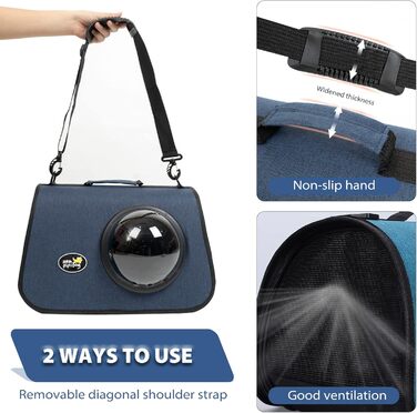 Транспортна сумка для кота/собаки PETCUTE, 41 x 25 x 27 см, складана, з вентиляційними отворами, підходить для середніх котів та маленьких собак, схвалена авіакомпаніями, темно-зелений (темно-синій)