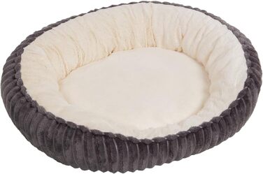 Квіткове ліжко для котів Wallace & Jones Cameron - овальне, м'яке, антиковзне, антрацит-бежеве, розмір S, 55 x 45 x 17 см