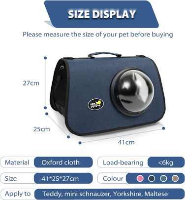 Транспортна сумка для кота/собаки PETCUTE, 41 x 25 x 27 см, складана, з вентиляційними отворами, підходить для середніх котів та маленьких собак, схвалена авіакомпаніями, темно-зелений (темно-синій)