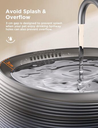 Фонтанчик для котів FEELNEEDY 3.2L - тихий фонтан з 2 режимами потоку, автоматичний поїльник для котів, чорний, з адаптером та 3 фільтрами