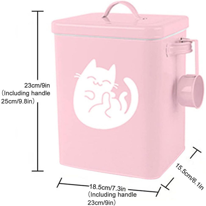 Металевий контейнер для корму для собак та котів з мірним стаканчиком, ложкою та іграшкою мишка, милий контейнер для зберігання корму для тварин