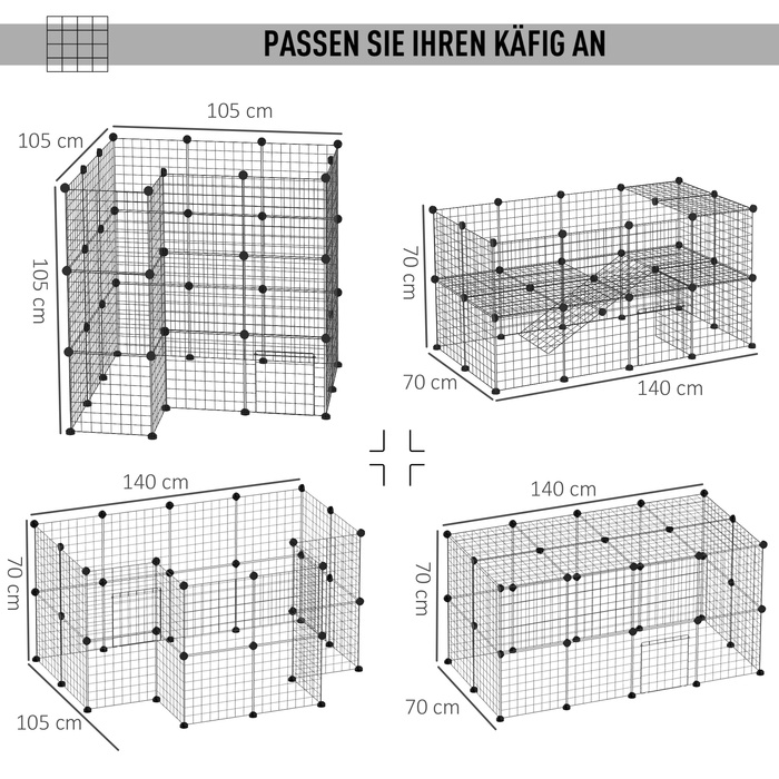 PawHut Barrier Манеж для маленьких тварин своїми руками 36 тарілок чорний 146x73x73см безпечний манеж для цуценят для приміщень та вулиці