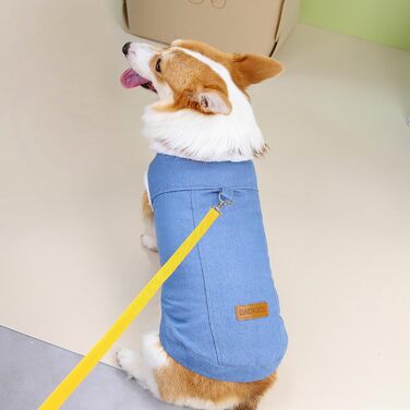 Зунеа Тепла джинсова куртка для собак, утеплена флісом, для маленьких та середніх порід, з кільцем D, тепла жилетка для холодної погоди, одяг для цуценят, такса, темно-синій, розмір (4XL, світло-синій)