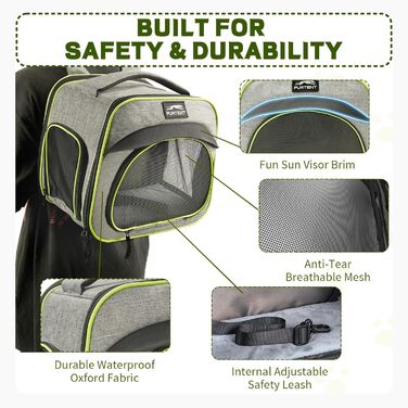 Сумка-переноска для тварин, складна, дихаюча, з леєрою, для цуценят, кошенят, морських свинок (до 3,6 кг), сіро-зелена