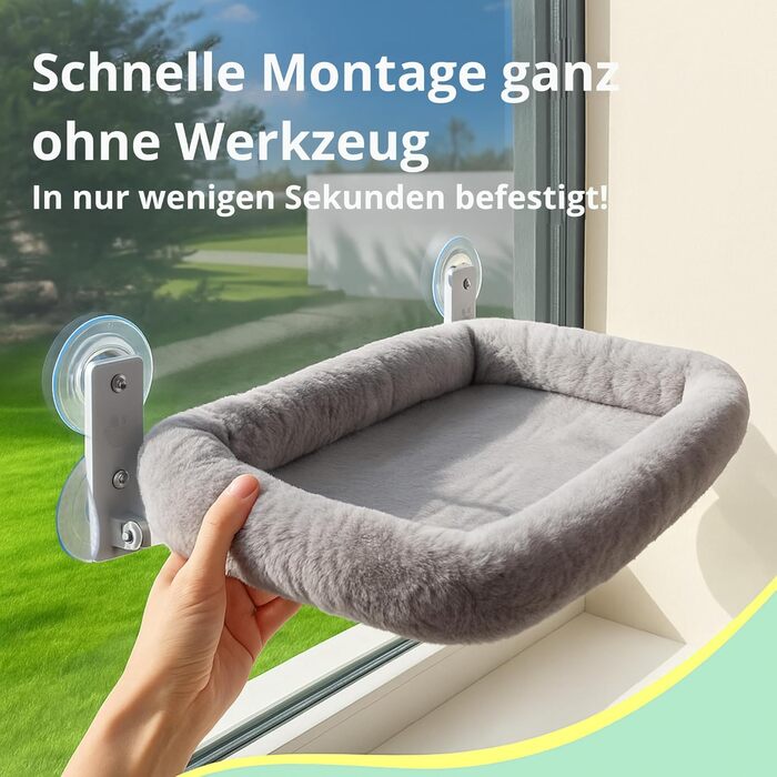 Віконна лежанка для котів Viva Cat – стабільна та зручна | Лежанка-гамак для котів до 18 кг | Економія місця