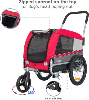 Універсальний візок-перевозник для собак Tiggo VS Pets Medium: 2-в-1 (велосипедний, буксирний)