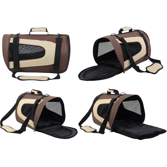 EliteField Deluxe Transportbox для тварин: м'яка переноска, гарантія 3 роки, сертифікована для авіаперевезень, різні розміри, 50.8 x 27.9 x 27.9 см, Колір: Коричневий+Бежевий