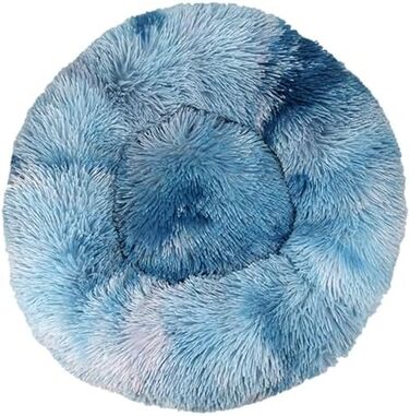 Кругле ліжко для собак та котів, м'яке гніздо-подушка для великих і маленьких собак, котів та тварин, діаметр 110 см, блакитний колір Tie-Dye, можна прати