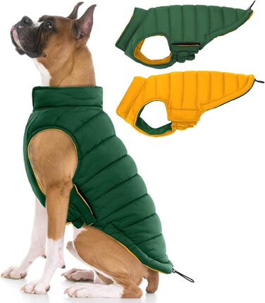 Водонепроникний та вітронепроникний зимовий одяг для собак Lelepet: теплий, легкий, з регульованою застібкою та отвором для повідка. Підходить для чихуахуа, колір зелений, розмір 2XL