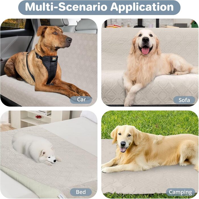 Водонепроникний килимок для собак, антиковзаюча підстилка для собак, захист дивану та ліжка, міцна підстилка для котів, миється, 137x208 см (76*190 см), кремовий колір